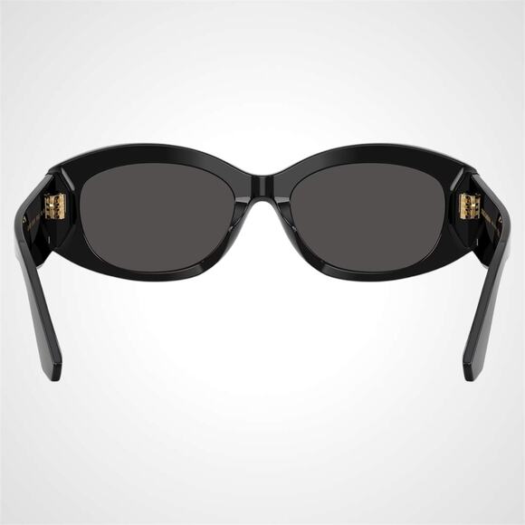 New Dolce & Gabbana Sunglasses Black Oval Acetate Gold Metal DG Gray Lens - Picture 5 of 6